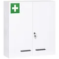 Produktbild: kleankin Medizinschrank, 2-türiger Medikamentenschrank, Abschließbarer Arzneischrank mit 6 Einlegeböden, Erste Hilfe Schrank für Medikamente und Verbandszeug, Stahl, Weiß, 55 x 18 x 60 cm