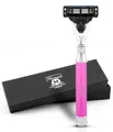 Produktbild: Haryali London Nassrasierer 3-Klingen-Rasierer für Unisex, Smart Grip, Gesichtsrasierer pink, Pack, Rasierapparat mit abnehmbarer Klinge und messing-silbernem Griff, Abwaschbarer, rutschfester Griff. Passt auf alle Mach 3-Rasierer.