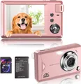 Produktbild: Fine Life Pro kompakte Digitalkamera, 4K HD 1080P 48MP Fotokamera mit 32 GB SD-Karte, 16-fachem Digitalzoom, elektronischer Bildstabilisator, Rosa