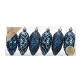 Produktbild: Inge-glas Christbaumschmuck Zapfen 9cm Kunststoff 6er Set - matt & glänzend mit Glitzer - bruchsichere Christbaumkugeln für Weihnachtsbaum - Weihnachtskugeln & Weihnachtsbaumschmuck - Night Blue