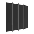 Produktbild: 4-tlg. Paravent Schwarz 200x200 cm Stoff