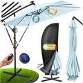 Produktbild: KESSER Ampelschirm Holly Sonnenschirm Rechteckig mit und ohne LED Solar inkl. Abdeckung + Windsicherung mit Kurbel Kurbel-Schirm mit Ständer UV-Schutz Aluminium Wasserabweisend Ø350cm Gartenschirm