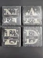 Produktbild: 4 Untersetzer aus Schiefer mit Namen und Weihnachtsmonogramm