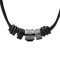 Produktbild: FOSSIL HALSKETTE JF00501 HERREN COLLIER EDELSTAHL LEDER SCHWARZ 49 CM