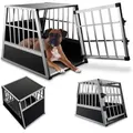 Produktbild: Alu Hundetransportbox – Auto Hundebox Robust & Pflegeleicht, Gittertür Verschließbar, Aluminium Transportbox Für Hunde - Größe L - 90×65×69 Cm - Juskys