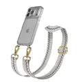 Produktbild: Handykette für Apple iPhone 17 Pro Hülle mit Muster Breitband Blau Wellen - Gold