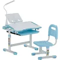 Produktbild: VEVOR Schreibtisch Set Kinderschreibtisch Arbeitstisch und Stuhl höhenverstellbar (53-71 cm) belastbar (100 kg) mit Tischlampe & 0–40° geneigten Schreibtischplatte für Schlafzimmer Blau