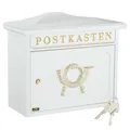 Produktbild: BURG-WÄCHTER Klassischer Briefkasten ohne Zeitungsfach und Namensschild, Verzinkter Stahl, Einwurf-Format DIN C4, 2 Schlüssel, Sylt 1883 W, Weiß