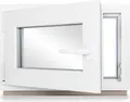 Produktbild: Kellerfenster Kunststoff weiß Dreh-Kipp 70x40 cm(BxH) DIN Links 3 -fach Glas Dichtung Grau