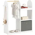 Produktbild: KMB40-W Kindergarderobe mit 3 Haken Kleiderschrank Kinder Kinderregal mit Boxen Garderobe Kinder Kinderzimmer möbel Kleiderständer Regal