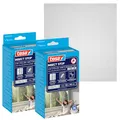 Produktbild: tesa INSECT STOP 2-in-1 Pollen- und Fliegengitter Premium - zuschneidbarer, transparenter Pollenschutz für Allergiker - inkl. selbstklebendem Klettband - Anthrazit - 2x 130 cm x 150 cm