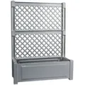 Produktbild: KHW Pflanzkasten 100 cm mit Spalier, Abmessungen B 100 x T 43 x H 140 cm, hochwertiger Kunststoff, stabil, witterungs-/UV-beständig. Farbe: Grau. - Grau