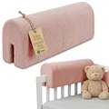 Produktbild: Bettkantenschutz für Kinderbetten Cordstoff 50 cm - Schutz für Bettrahmen Baby Bett rausfallschutz für boxspringbett bettgitter mit Cordstoff Bezug Kantenschutz Kinder Babybett Oeko-Tex Rosa B