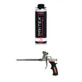 Produktbild: PRITEX – Set aus 1x 500 ml Pistolenreiniger + Schaumpistole – Schaumreiniger für Montagepistolen, Dosenventile & Oberflächen + Bauschaumpistole zur Verarbeitung von 1-Komponenten-Schäumen