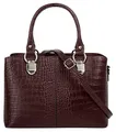 Produktbild: Cluty Umhängetasche Echt Leder Damen braun 021374 Made in Italy, Kroko-Optik Handtasche, Damen Schultertasche, elegante Henkeltasche