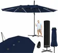 Produktbild: KESSER® Sonnenschirm Doppelsonnenschirm mit LED 4,6m x 2,7m | Ampelschirm Abdeckung| Kurbelschirm Aluminium wasserabweisend Neigbar Kippbar 360° Drehbar Navyblau