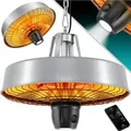 Produktbild: KESSER® Deckenheizstrahler Heizpilz Infrarot-Heizstrahler 2500W Terrassenstrahler mit Fernbedienung Quarzstrahler LED Licht Decke Silber