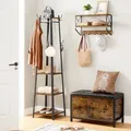 Produktbild: VASAGLE Garderobenständer mit 3 Ablagen, 8 Haken, 43x43x180 cm-80X - Braun/Schwarz