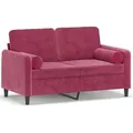 Produktbild: vidaXL 2-Sitzer-Sofa mit Zierkissen Weinrot 120 cm Samt