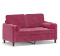 Produktbild: vidaXL Sofa, 2-Sitzer-Sofa mit Zierkissen Weinrot 120 cm Samt