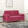 Produktbild: 2-Sitzer-Sofa mit Zierkissen Weinrot 120 cm Samt
