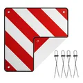Produktbild: Wiltec 2in1 rot weiße Warntafel Spanien und Italien 50 x 50 cm, Fahrradträger Schild aus Aluminium, Warnschild für Heckträger reflektierend