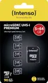 Produktbild: Intenso Premium microSD Karte 64GB 5er Set – microSDXC, Class 10 UHS-I, bis zu 90 MB/s, inkl. SD-Adapter, Micro sd Karte Set fur Smartphone & Kamera