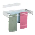 Produktbild: Relaxdays Wäscheständer Wandmontage, klappbar, HBT: 15 x 80 x 40 cm, innen & außen, platzsparender Wandtrockner, weiß