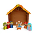 Produktbild: Spetebo Holzkrippe bunt für Spiel und Dekoration - 8 teilig - Kinderkrippe mit Stall und 7 Holzfiguren - Weihnachtskrippe Tischkrippe Krippenspiel Krippenstall Weihnachtsdeko Krippe Jesu Geburt