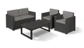 Produktbild: Keter Loungeset Victoria mit verstellbarem Tisch Lyon in Rattanoptik 4tlg., (Set, 4-tlg., inkl. Polsterauflage), 2x Sessel, 1x 2-Sitzer, 1xTisch
