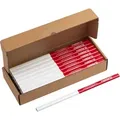 Produktbild: Zimmermannsbleistift-Set 50-teilig - 240 mm Länge - Ovale Form - Mittlere Härte - Ideal zum Anzeichnen & Markieren - rot & weiß / Markierungswerkzeug