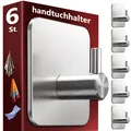 Produktbild: Handtuchhaken ohne Bohren 6 Stk. – Handtuchhalter ohne Bohren für bombenfeste...