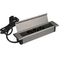 Produktbild: Designlight Einbausteckdose Bürosteckdose USB A & C Einbau Tischsteckdose Büro Einbau-Tischsteckdose (Kabellänge 1.80 m) silberfarben