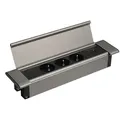 Produktbild: Einbausteckdose Flat Box edelstahl 3 Stecker + USB