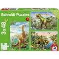 Produktbild: Schmidt Spiele Kinderpuzzle Abenteuer mit den Dinosauriern, 3x48 Teile