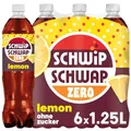 Produktbild: SCHWIPSCHWAP Lemon Geschmack ohne Zucker - Koffeinhaltiges Cola-Erfrischungsgetränk mit Orange und Zitrone in Flaschen, EINWEG (6 x 1.25 l)