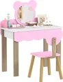 Produktbild: AIYAPLAY Kinder Schminktisch Set Frisiertisch mit Hocker Spiegel Schubladen Zubehör, Make-up Tisch Set im Bärendesign, Kinderschminktisch 3-8 Jahre