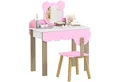 Produktbild: AIYAPLAY Schminktisch mit Hocker, Spiegel, Schubladen, Zubehör (Frisiertisch aus Holz, 2-St., Make-up Tisch Set im Bärendesign), Prinzessin Kosmetiktisch für Mädchen 3-8 Jahre Rosa