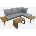 Produktbild: sweeek - Modulares Gartenmöbelset aus Aluminium und Akazienholz, 4-Sitzer - Anthrazit - Grau