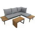 Produktbild: Sweeek - Modulares Gartenmöbelset Aus Aluminium Und Akazienholz, 4-sitzer Anthrazit / Dunkelgrau