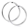 Produktbild: Materia Breite Creolen Silber 925 Damen - 40mm Kreolen Ohrringe rund für Frauen Teenager mit Schmuck Etui SO-131