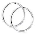 Produktbild: Materia Breite Creolen Silber 925 Damen  40mm Kreolen Ohrringe rund für Fraue...