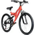 Produktbild: Galano FS180 24 Zoll Mountainbike Full Suspension Jugendfahrrad Fully MTB Kinder ab 8 Jahre Fahrrad (rot, 37 cm)