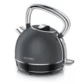 Produktbild: Arendo Wasserkocher mit Temperatureinstellung, 1,7 l, 2200 W, Edelstahl Retro Style Vintage, Überhitzung & Trockenkochschutz, grau
