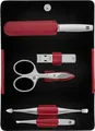 Produktbild: ZWILLING Maniküre-Set (5 teilig, Druckknopf Etui, Nappaleder, Pediküre, mit Nagel- und Hautschere), Premium, Rot