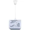 Produktbild: Kinderzimmer Hängelampe Lampenschirm Stoff Regenbogen Stern Löwe Dino Mond Pendelleuchte - Typ 4, Blau - Paco Home