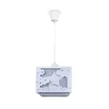 Produktbild: Paco Home Kinderzimmerlampe Kinderlampe Deckenlampe Pendelleuchte Lampenschirm Stoff Regenbogen Stern Löwe Dino Mond E27, Lampenart:Pendelleuchte - Typ 4, Farbe:Blau