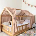 Produktbild: lilimaus Hausbett Himmel [in 12 Farben] Betthimmel Hausbett aus 100% Baumwolle Musselin - Stoffhimmel für Hausbett Deko Mädchen & Jungen - Himmel für Hausbett Kinder - Bett Vorhang Kinderbett