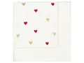 Produktbild: GreenGate Stoffserviette Grace Weiß mit Herzen gestickt in Rot und Gold