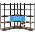Produktbild: ALL Premium Schwerlastregal Eckregal 180x70x40 cm + 2X 180x90x40 cm Schwarz - 3750kg Traglast – stabiles Eckregal stehend, vielseitiges Regalsystem, Corner Shelf, ideal für Keller & Lager